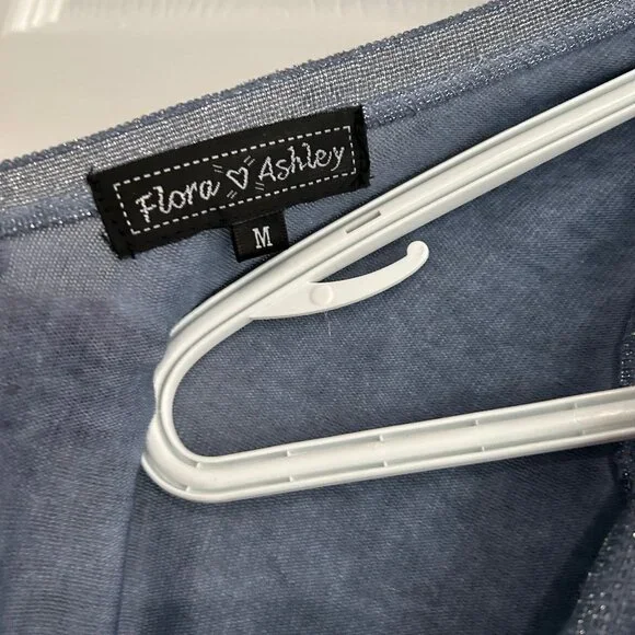 Women's Knit V Style Tank Top in Light Denim and Sparkle Design- Size M - Picture 3 of 3